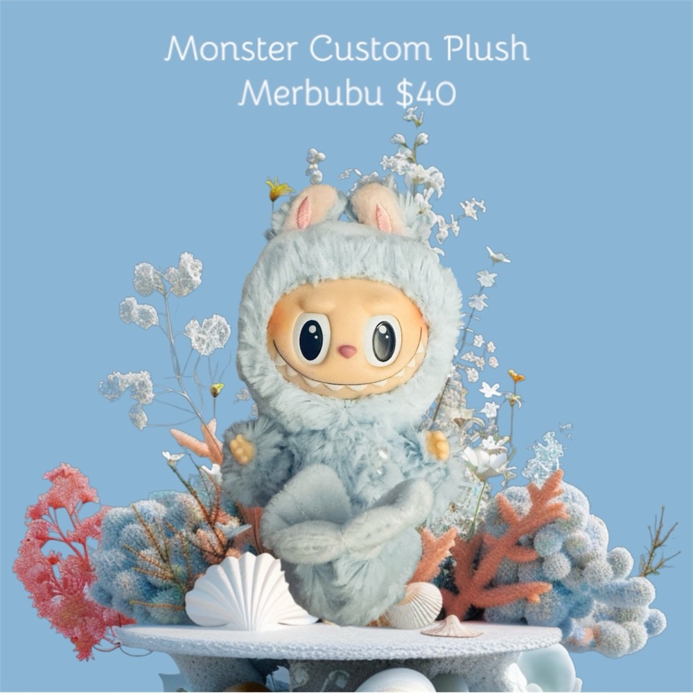 LFF Cute Custom Blue Merbubu Monster Plush Toy Pendant Keychain